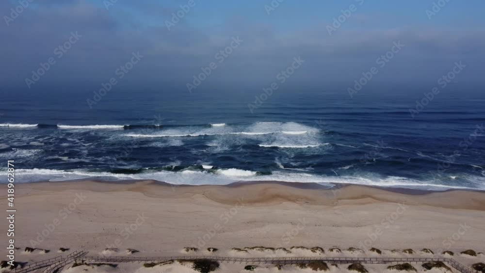 Drone view from a beach in Costa Nova do Prado in Portugal Drone view from a beach in Costa Nova do Prado in Portugal