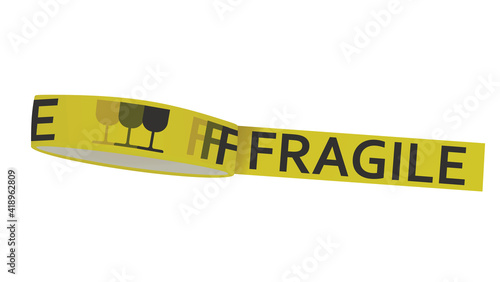 Yellow fragile tape. vector illustration