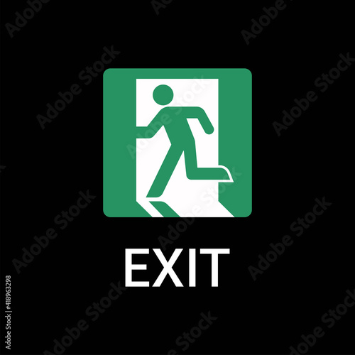 Emergency sign icon isolated on black background. Escape exit symbol modern, simple, vector, icon for website design, mobile app, ui. Vector Illustration