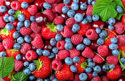 Berries closeup colorful assorted mix.