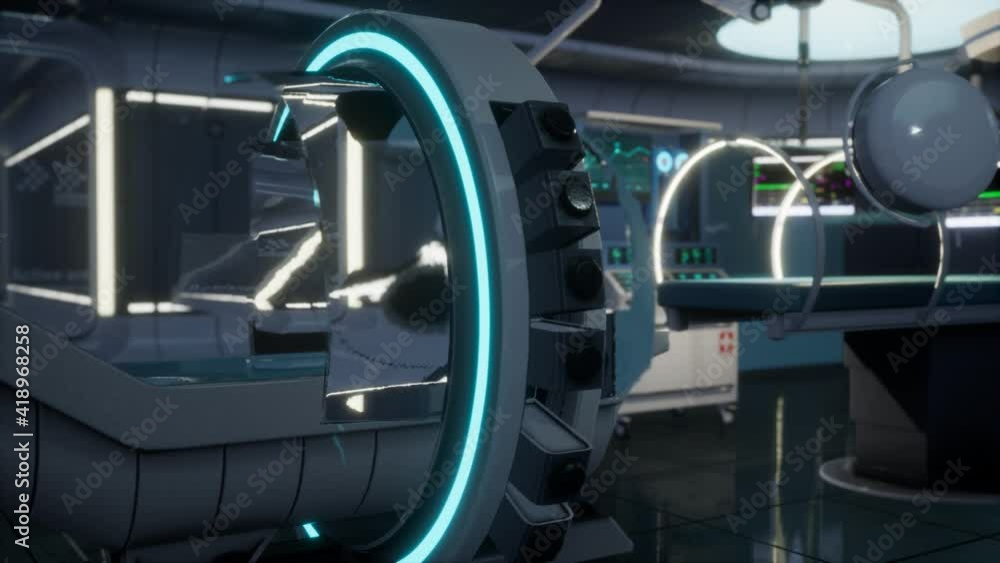 futuristic sci fi MRI Scanner medical equipments in hospital futuristic sci fi MRI Scanner medical equipments in hospital