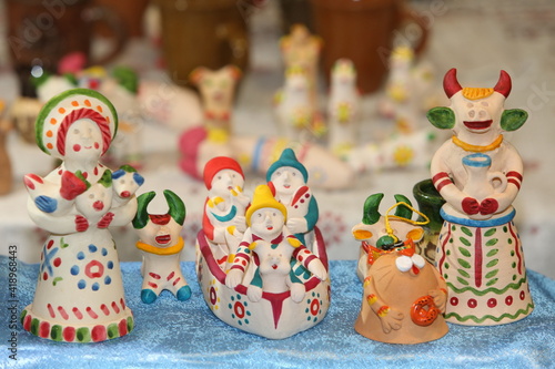 Russian traditional national handicraft, handcraft: clay 