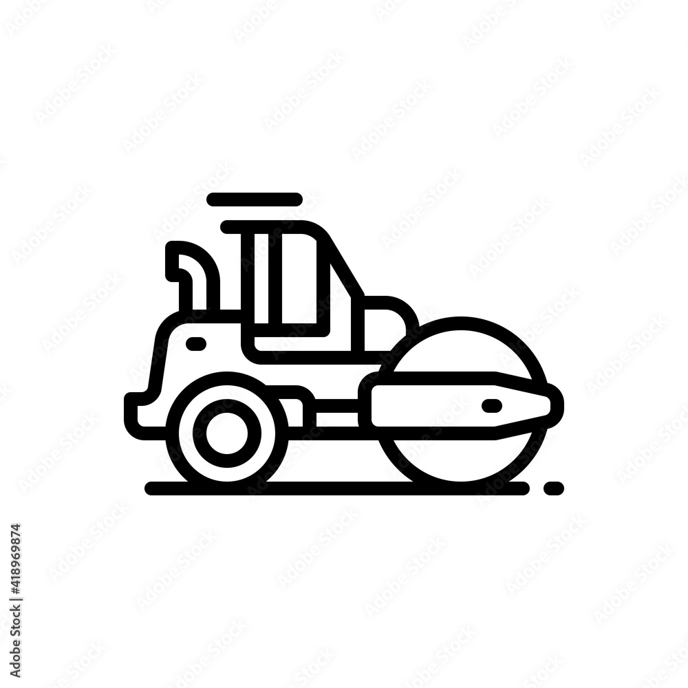 Fototapeta premium Road roller outline icons. Vector illustration. Editable stroke. Isolated icon suitable for web, infographics, interface and apps.