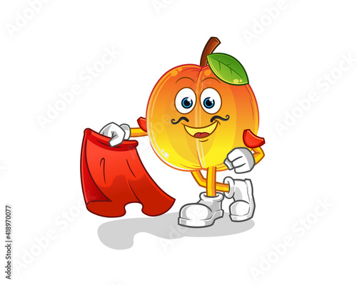 apricot matador with red cloth illustration. character vector