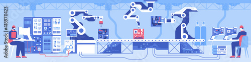 Conveyor line for automated production of microchips with robotic technologies