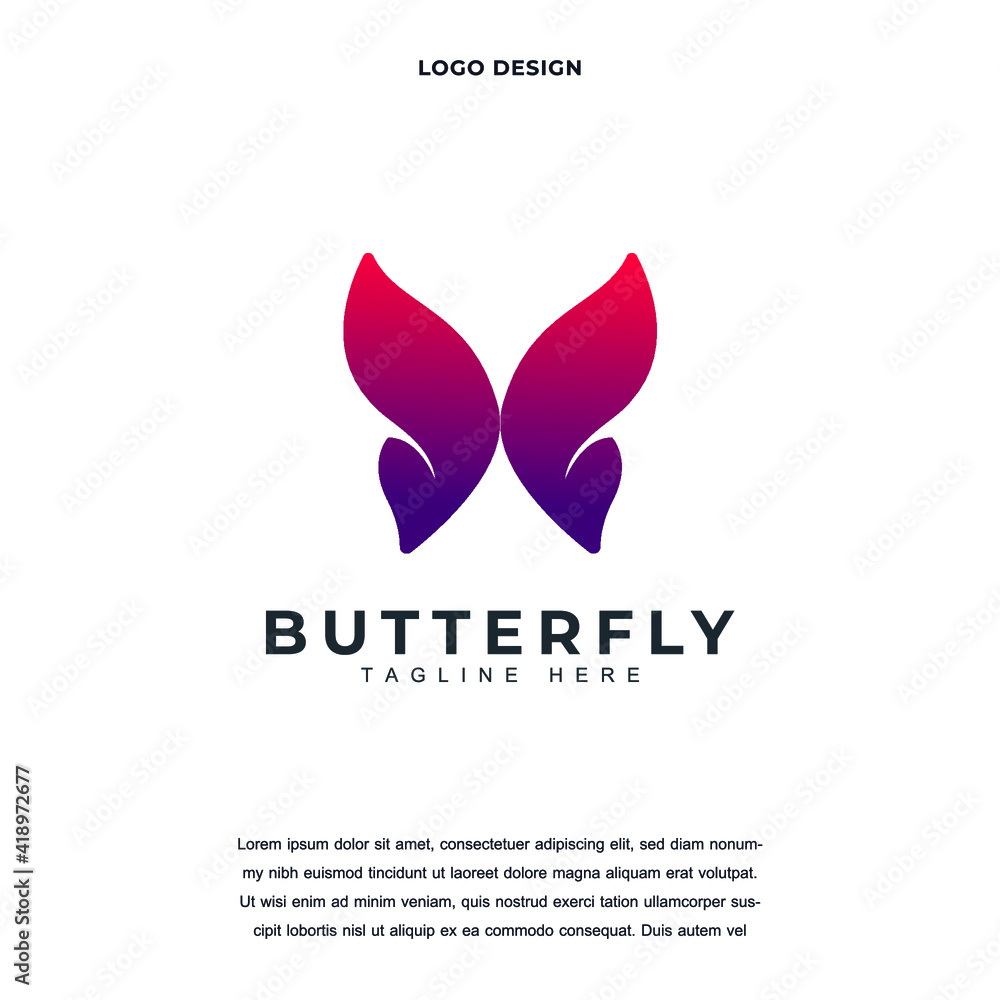 Creative butterfly icon logo design vector illustration. butterfly logo design color editable
