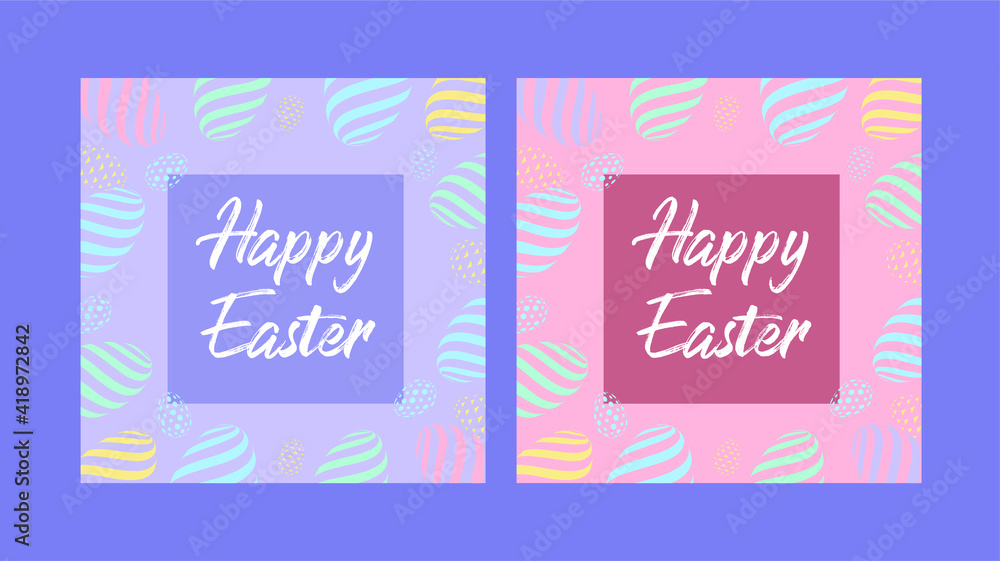 Happy easter day holiday greeting banners with easter egg pattern background Happy easter day holiday greeting banners with easter egg pattern background