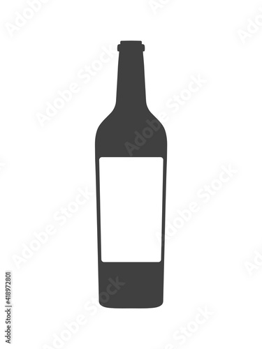 Vector vintage wine bottle with white label isolated on white background. Ready for place an ad.