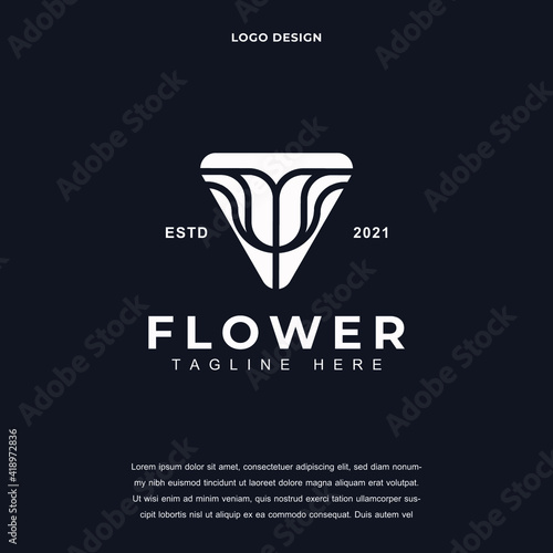 Creative flower icon logo design vector illustration. flower logo design color editable