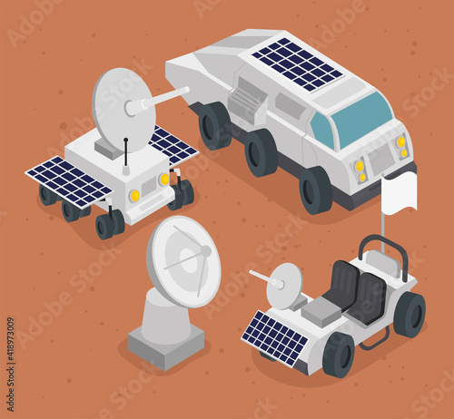 Fototapeta Naklejka Na Ścianę i Meble -  isometric space station set icons