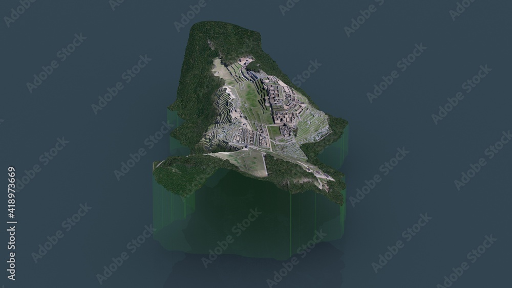 Inca style ancient city Machu Picchu 3D render illustration Inca style ancient city Machu Picchu 3D render illustration