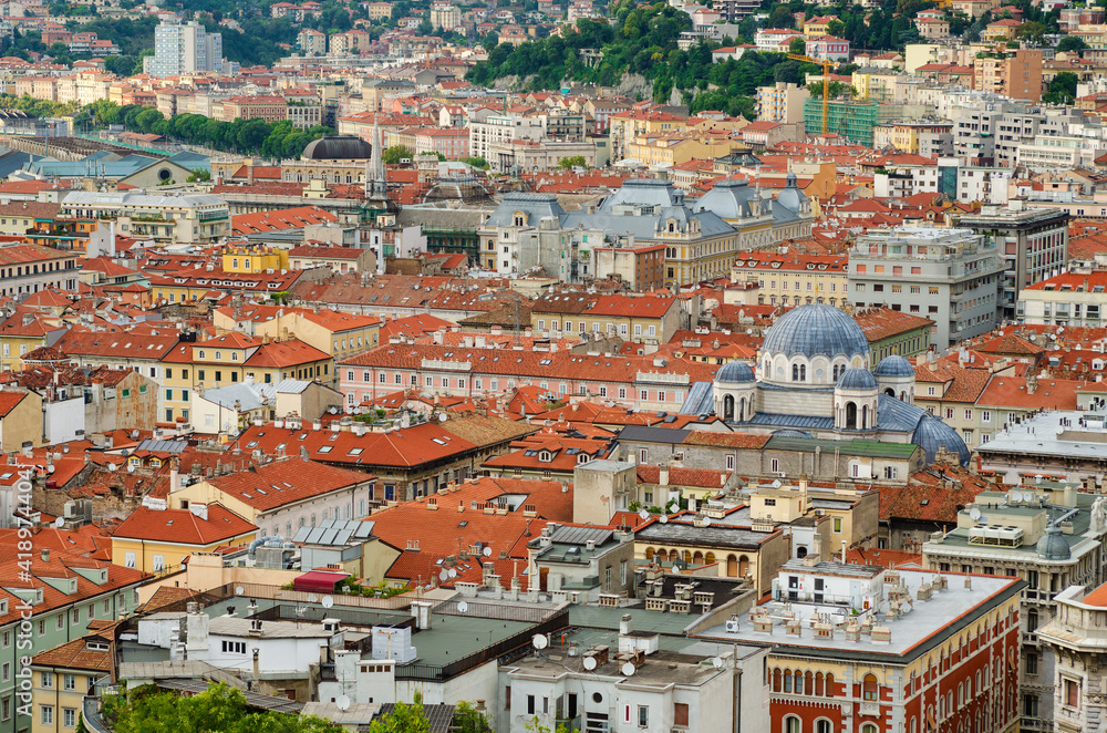 Panorama of Trieste old city.