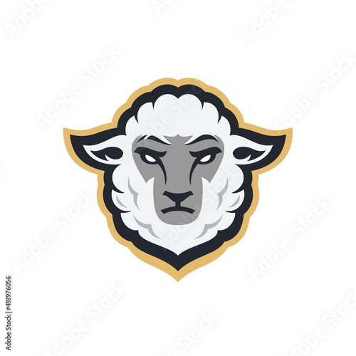 angry wild white sheep head sport mascot design character for gaming team or college club, modern cartoon style Illustration design of goat head isolated on white background.