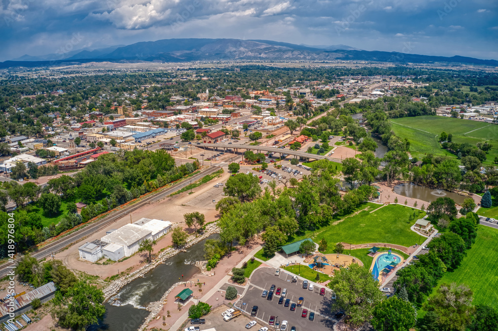 Aerial View of Canon, City in Colorado on the Arkansas River