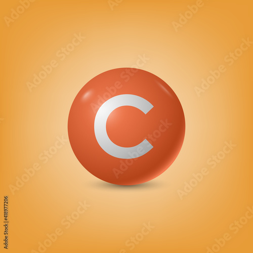 Vitamin C natural essence capsule, medicine and health, vector illustration