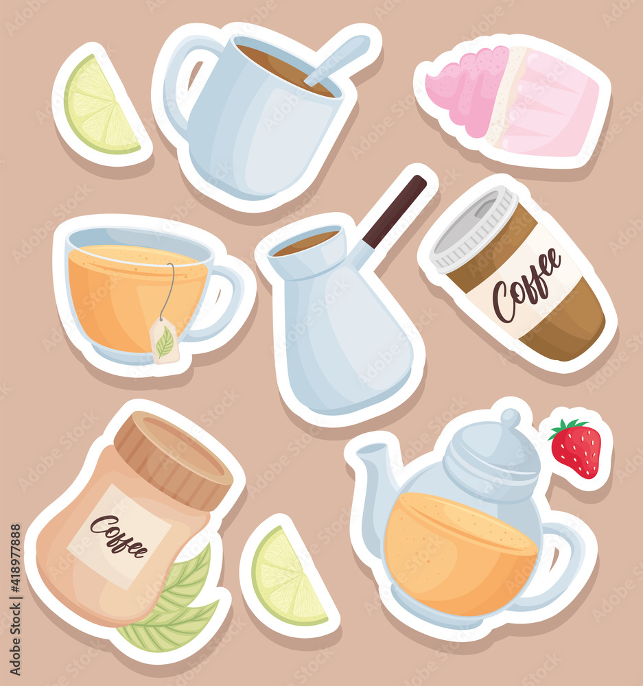 coffee and tea drinks icons