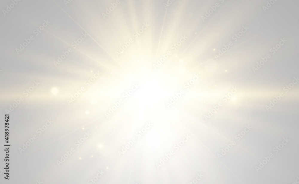 Bright beautiful star.Vector illustration of a light effect on a transparent background.	
