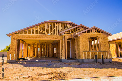Modern Home During Framing & Plywood Construction Phase