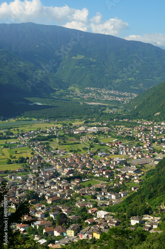 Panoramic view of Valtellina from Ardenno at summer