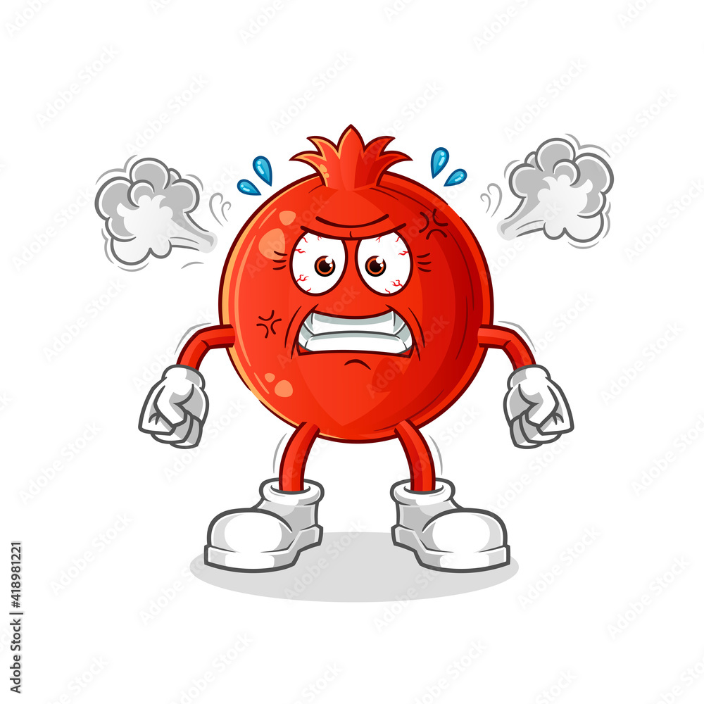 pomegranate very angry mascot. cartoon vector pomegranate very angry mascot. cartoon vector