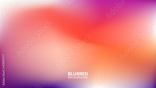 Blurred background with modern abstract blurred violet and orange gradient. Smooth template for your graphic design. Vector illustration.