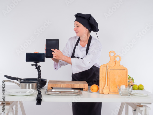 Cooking blog. A woman shoot...