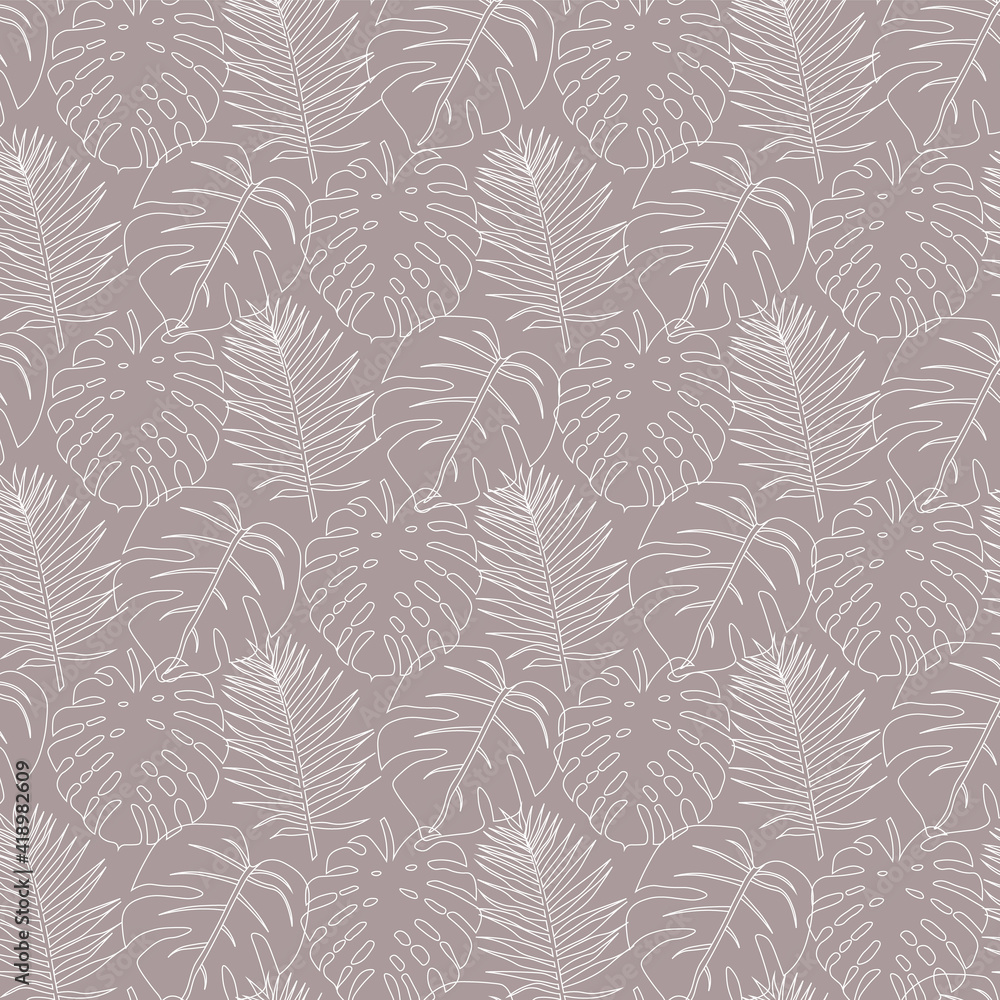 seamless pattern with white leaves