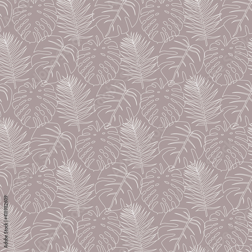 seamless pattern with white leaves