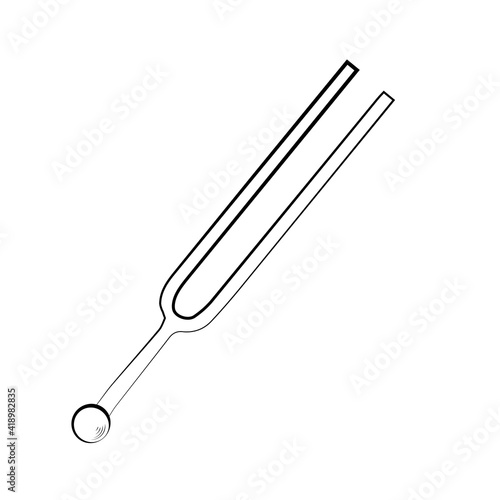 tuning fork minimalistic hand drawing outline icon pictogram symbol isolated on white background. Vector