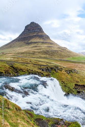 Rapids in front of impressive Grundarfjordur mountain