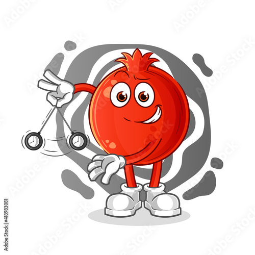 pomegranate hypnotizing cartoon. cartoon mascot vector