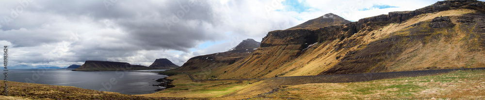 Panoramic view of coastline near Grundarfjordur