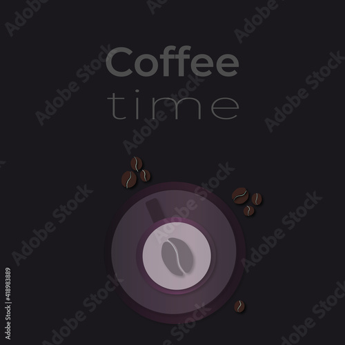 Coffee time poster with phrase decor elements