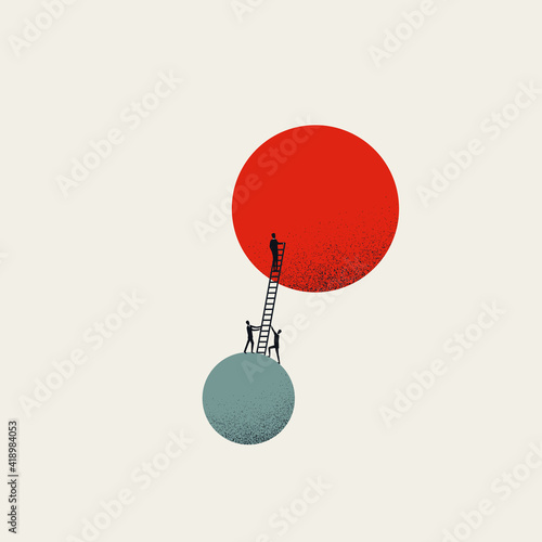 Business teamwork vector concept. Symbol of team success, growth and collaboration. Minimal art illustration.