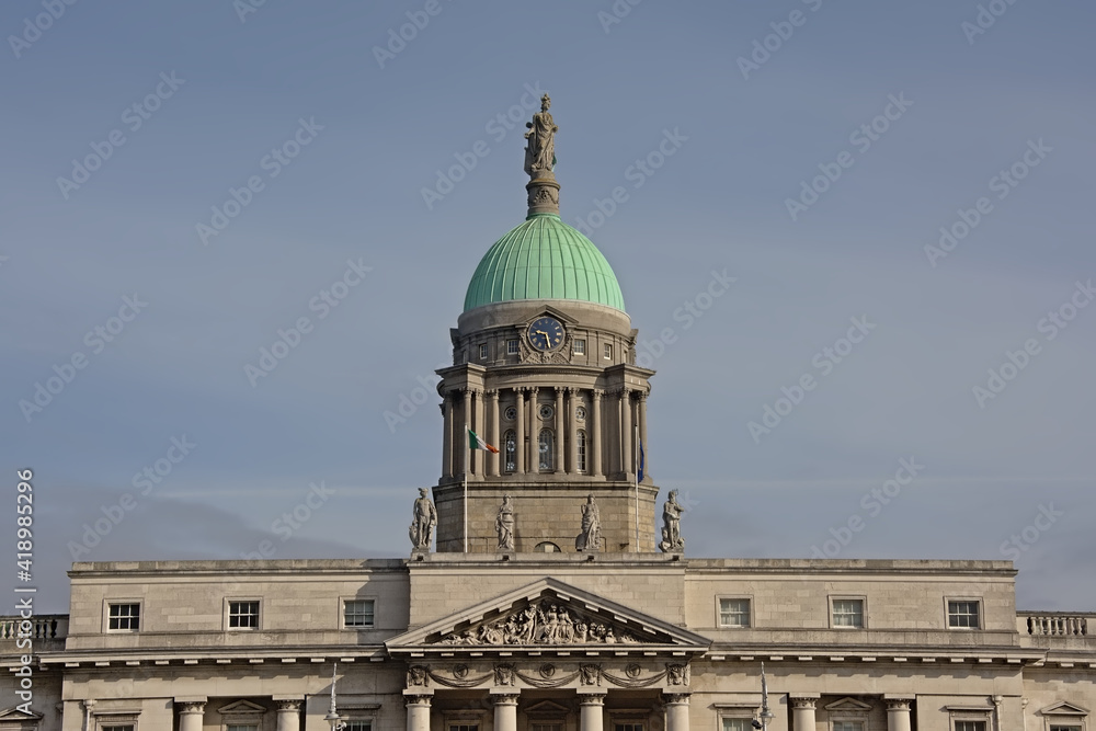 Dome of the customhouse in Dublin, Ireland, decorated with statues of Mercury, Plenty, Industry, Neptune and commerce 