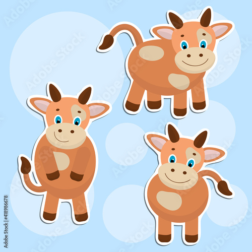 Vector set of cute cow stickers