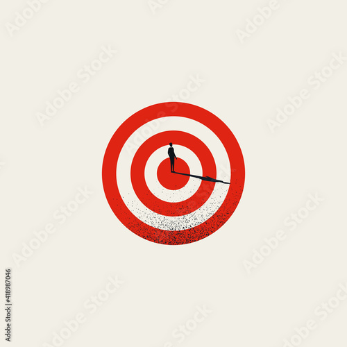 Business target or objective vector concept. Symbol of success, hitting bullseye and goals. Minimal illustration art.