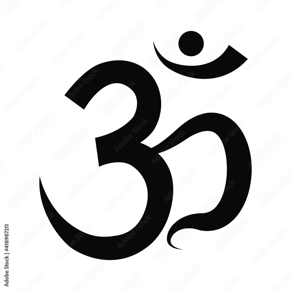 Obraz premium Ancient Hindu mantra OM. Yoga symbol. Vector illustration in graphic style.