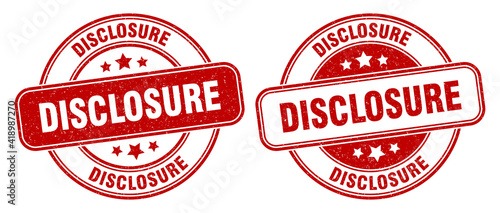 disclosure stamp. disclosure label. round grunge sign
