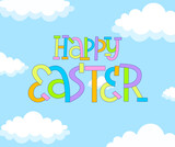 Happy Easter cute doodle spring lettering design