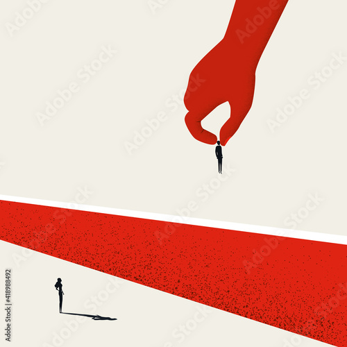 Business gender inequality vector concept. Symbol of unfair treatment, gender gap. Minimal illustration art.