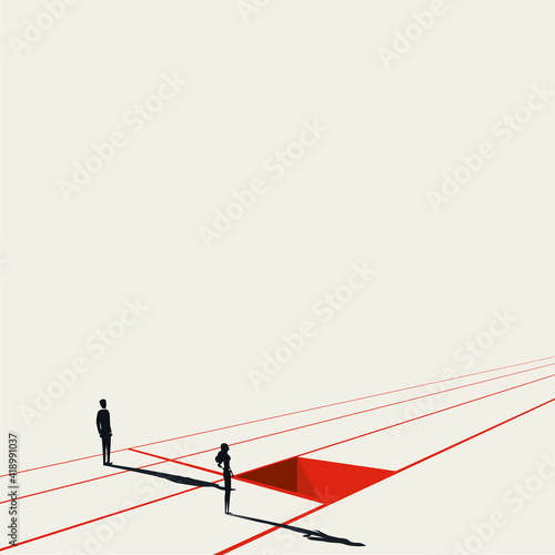 Business discrimination vector concept. Woman at disadvantage. Symbol of inequality. Minimal illustration.
