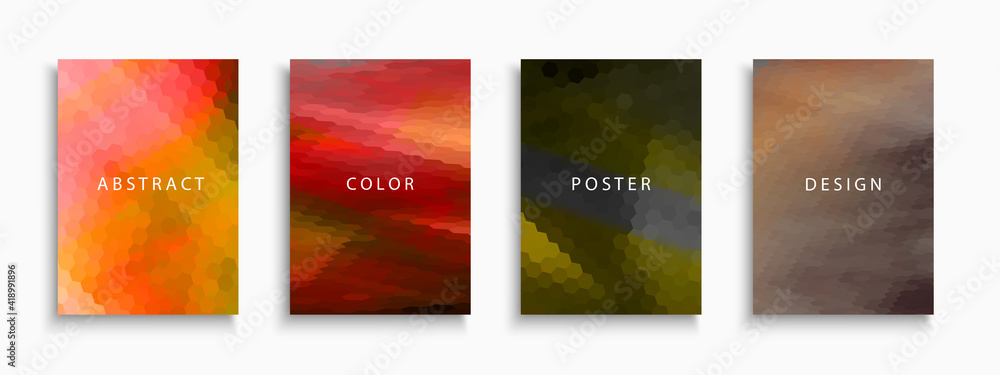 Set of abstract colorful covers, templates, banners, placards, brochures, cards, flyers and etc. Vector painting posters - mosaic gradient design