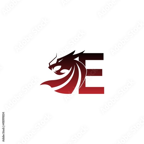 Letter E logo icon with dragon design vector