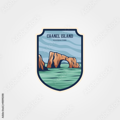 chanel island national park logo patch vector design, travel print badge design