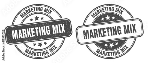 marketing mix stamp. marketing mix label. round grunge sign