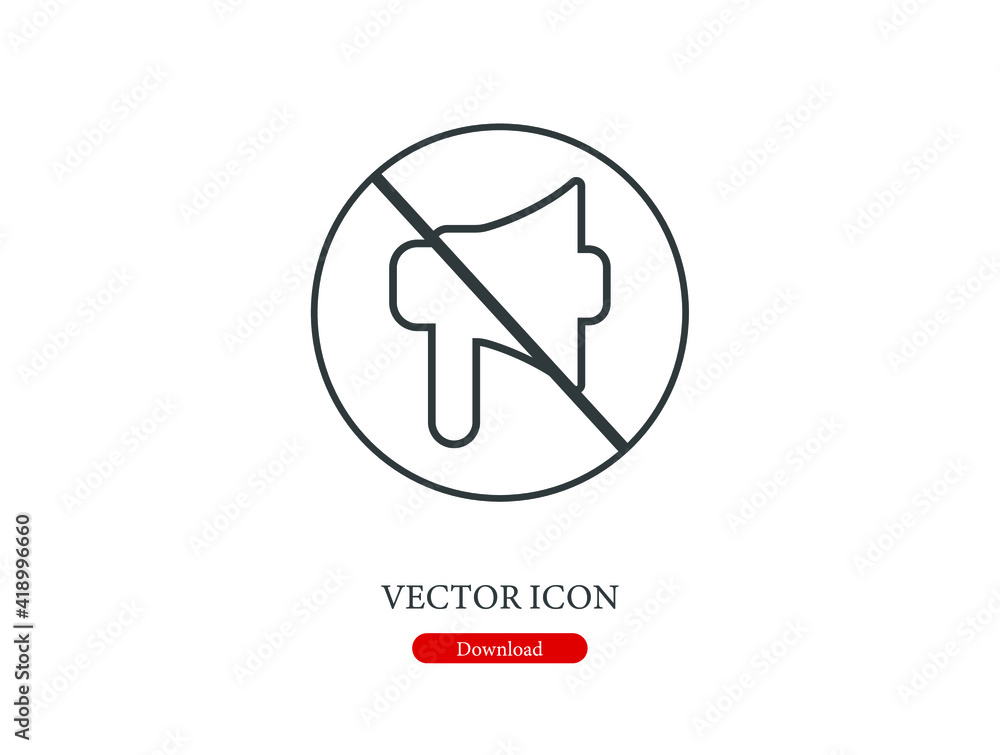 No megaphone vector icon.  Editable stroke. Linear style sign for use on web design and mobile apps, logo. Symbol illustration. Pixel vector graphics - Vector