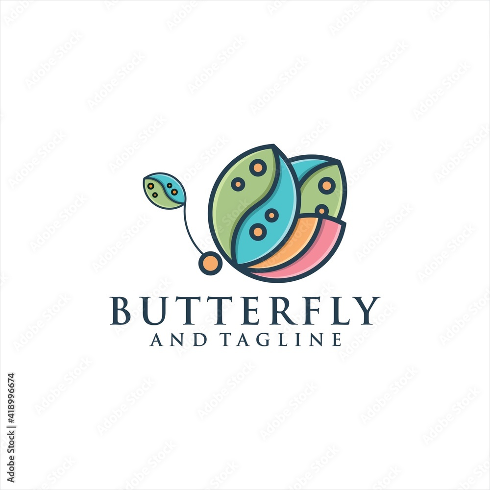 colorful butterfly gradient artwork logo template. Animal abstract design vector concept.