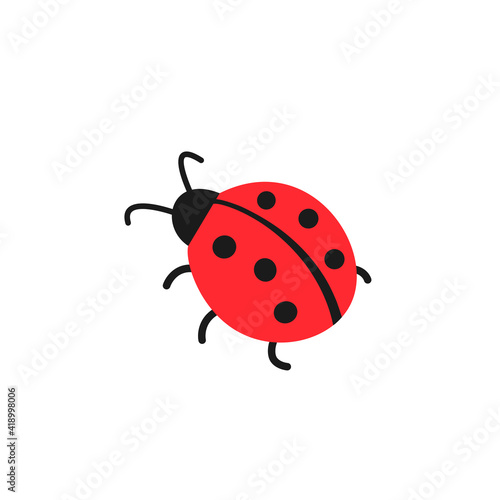 Cute ladybug simple flat design vector illustration
