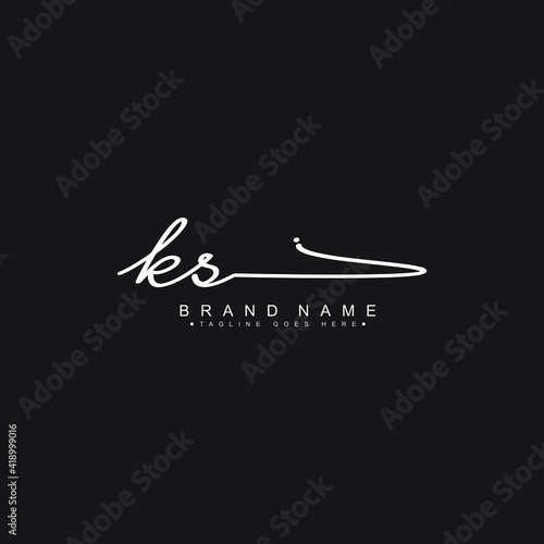 Initial Letter KS Logo - Handwritten Signature Logo